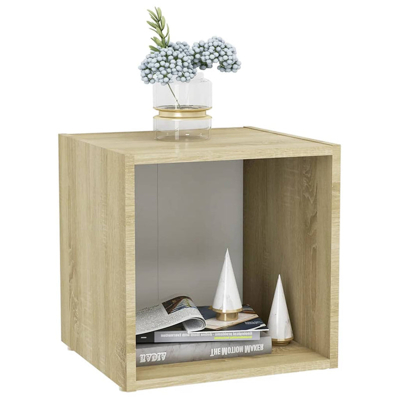 TV Cabinet White and Sonoma Oak 37x35x37 cm Engineered Wood Payday Deals