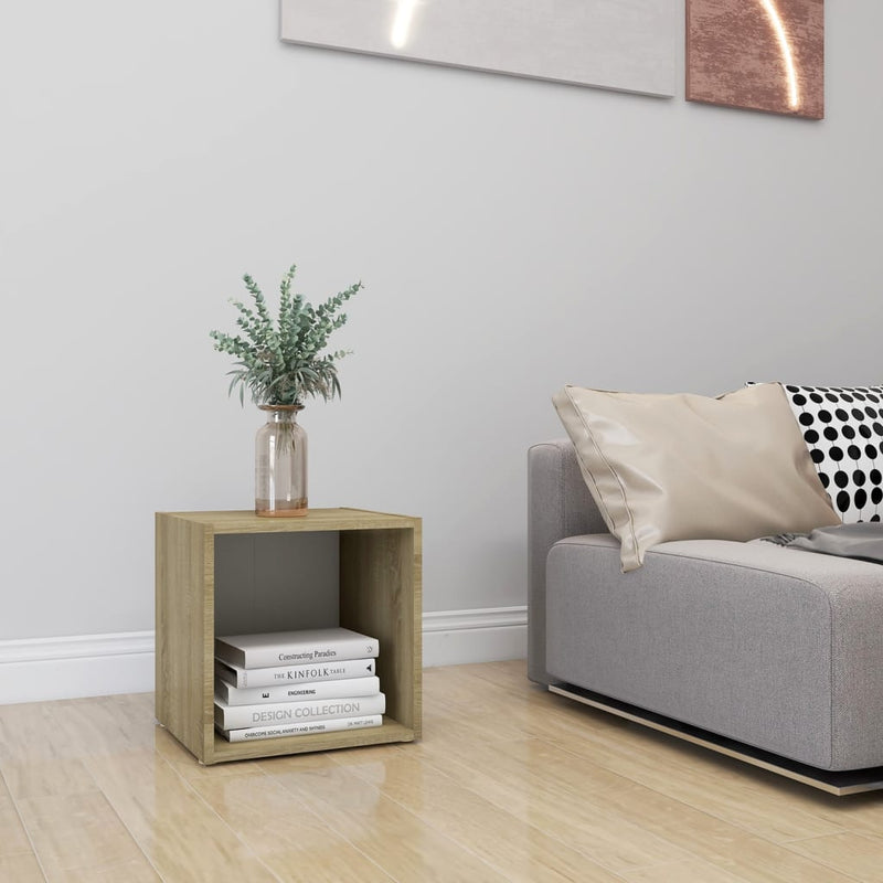 TV Cabinet White and Sonoma Oak 37x35x37 cm Engineered Wood Payday Deals