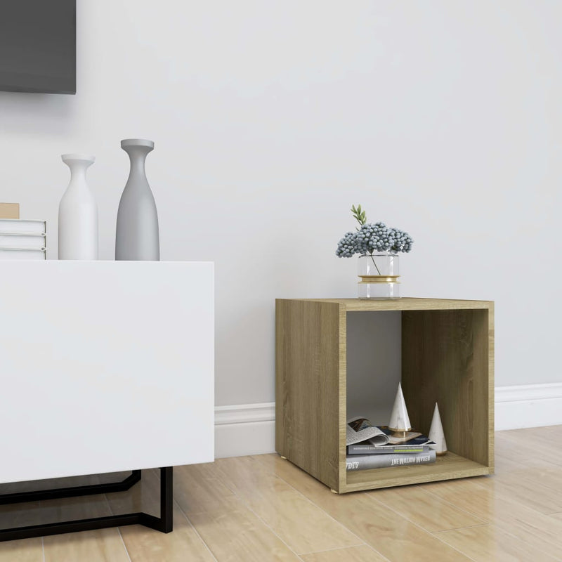 TV Cabinet White and Sonoma Oak 37x35x37 cm Engineered Wood Payday Deals