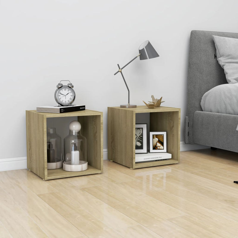 TV Cabinet White and Sonoma Oak 37x35x37 cm Engineered Wood Payday Deals