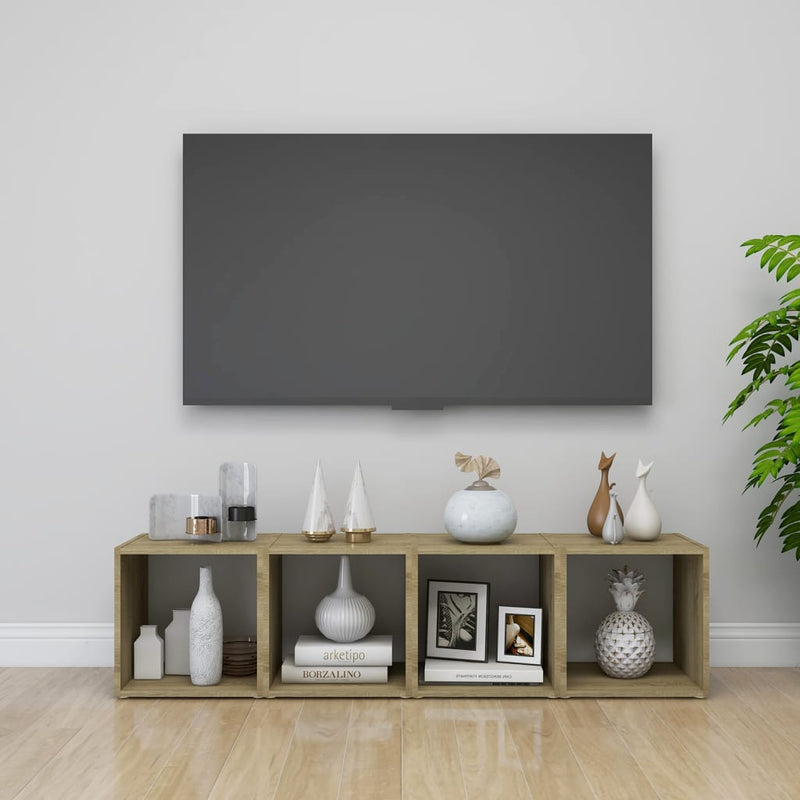 TV Cabinet White and Sonoma Oak 37x35x37 cm Engineered Wood Payday Deals