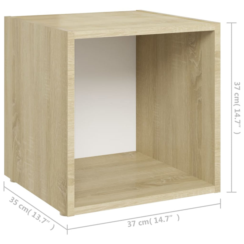 TV Cabinet White and Sonoma Oak 37x35x37 cm Engineered Wood Payday Deals