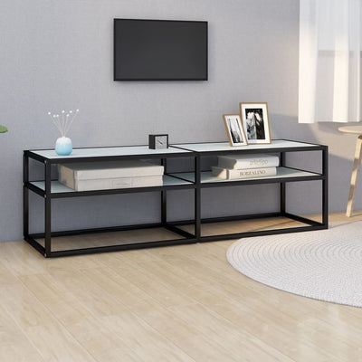 TV Cabinet White Marble 140x40x40.5 cm Tempered Glass Payday Deals