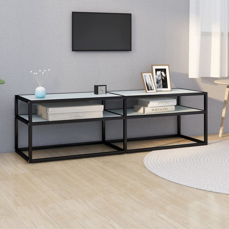 TV Cabinet White Marble 140x40x40.5 cm Tempered Glass Payday Deals
