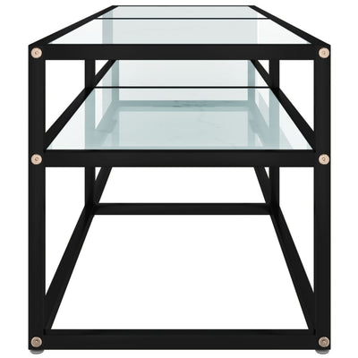 TV Cabinet White Marble 140x40x40.5 cm Tempered Glass Payday Deals