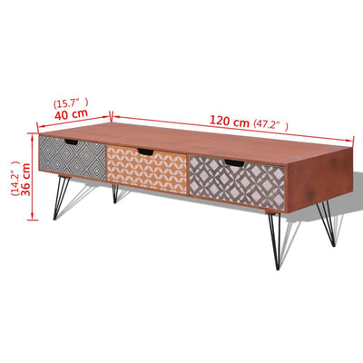 TV Cabinet with 3 Drawers 120x40x36 cm Brown Payday Deals