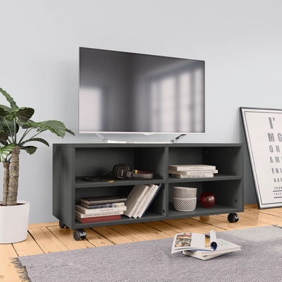 TV Cabinet with Castors Grey 90x35x35 cm Engineered Wood