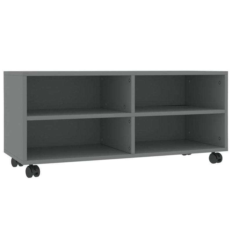 TV Cabinet with Castors Grey 90x35x35 cm Engineered Wood Payday Deals