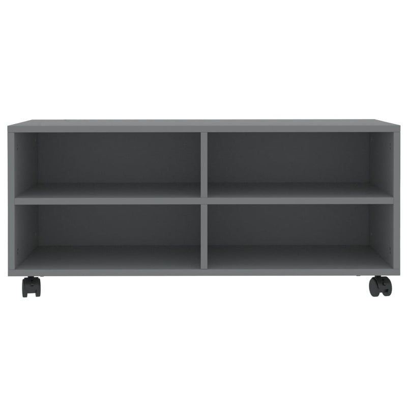 TV Cabinet with Castors Grey 90x35x35 cm Engineered Wood Payday Deals