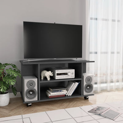 TV Cabinet with Castors High Gloss Grey 80x40x45 cm Engineered Wood