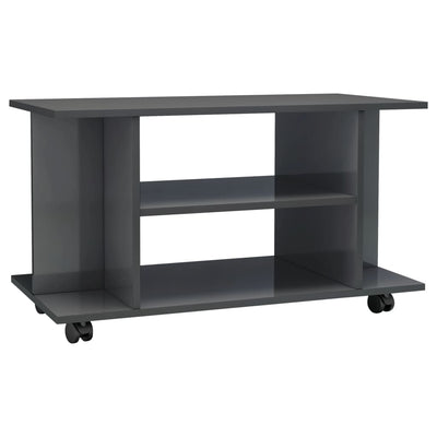 TV Cabinet with Castors High Gloss Grey 80x40x45 cm Engineered Wood Payday Deals