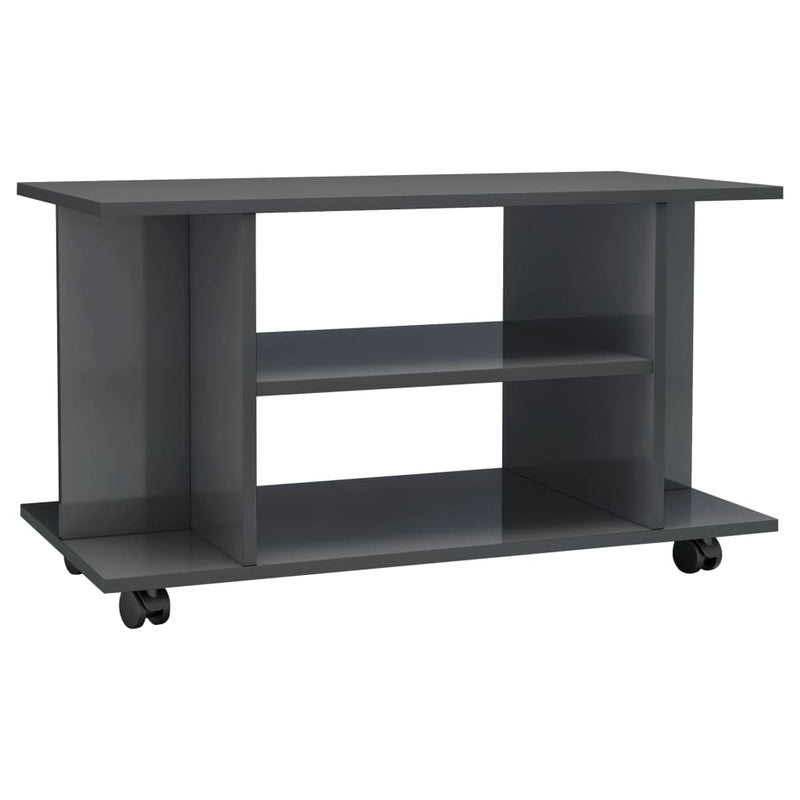 TV Cabinet with Castors High Gloss Grey 80x40x45 cm Engineered Wood Payday Deals