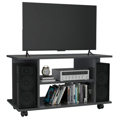 TV Cabinet with Castors High Gloss Grey 80x40x45 cm Engineered Wood Payday Deals