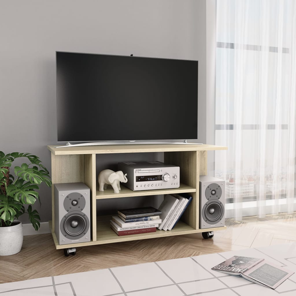 TV Cabinet with Castors Sonoma Oak 80x40x40 cm Engineered Wood vidaXL Australia