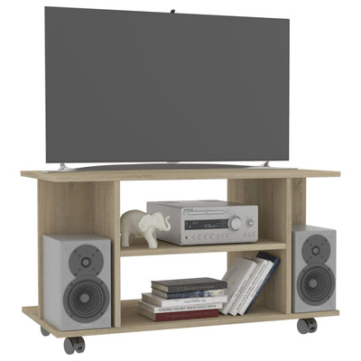 TV Cabinet with Castors Sonoma Oak 80x40x40 cm Engineered Wood Payday Deals