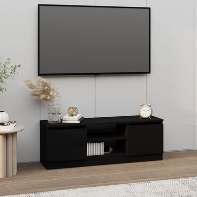 TV Cabinet with Door Black 102x30x36 cm