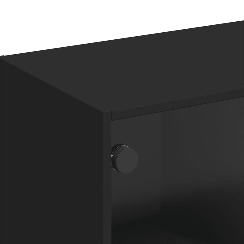 TV Cabinet with Glass Doors Black 102x37x42 cm Payday Deals