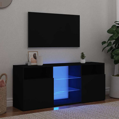 TV Cabinet with LED Lights Black 120x30x50 cm Payday Deals
