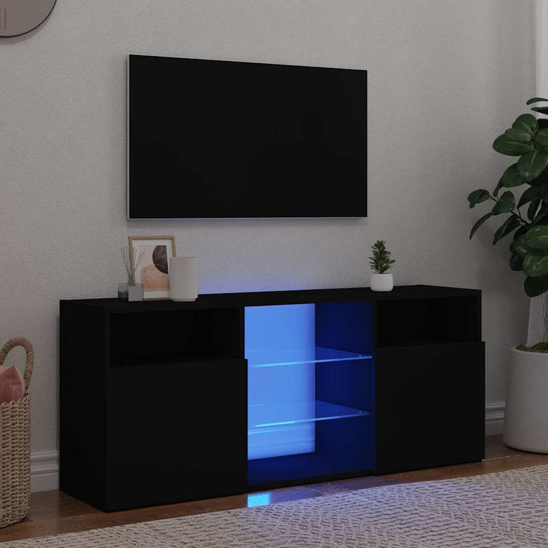 TV Cabinet with LED Lights Black 120x30x50 cm Payday Deals