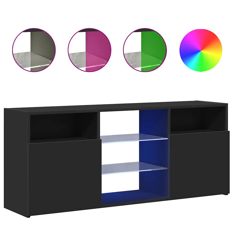 TV Cabinet with LED Lights Black 120x30x50 cm Payday Deals