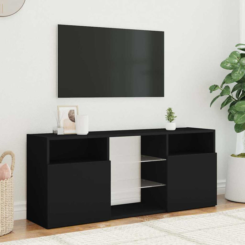 TV Cabinet with LED Lights Black 120x30x50 cm Payday Deals
