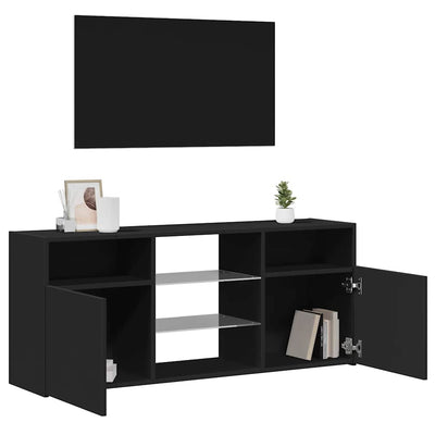 TV Cabinet with LED Lights Black 120x30x50 cm Payday Deals