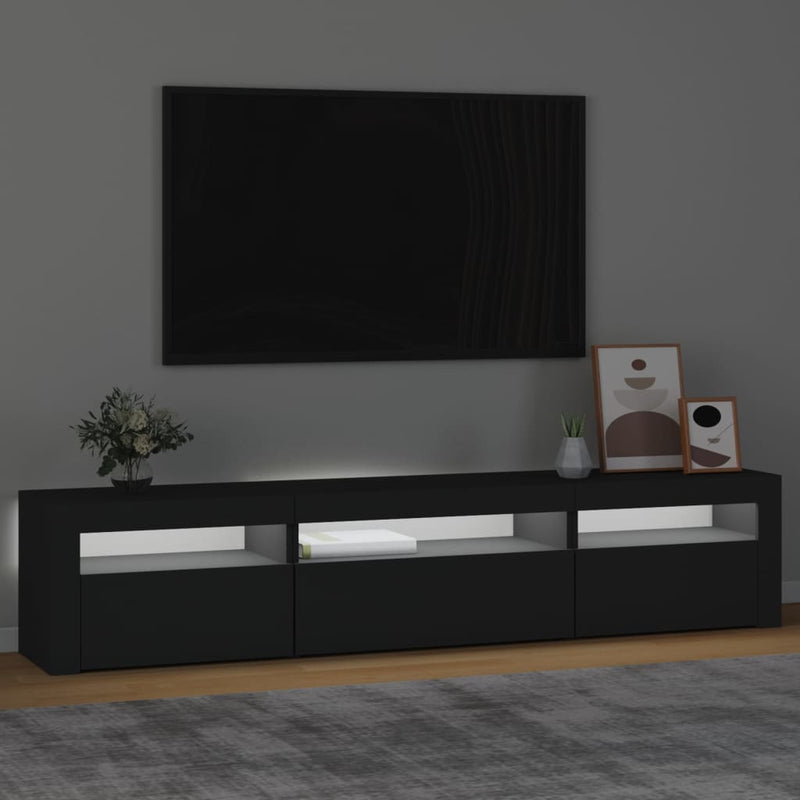 TV Cabinet with LED Lights Black 195x35x40 cm Payday Deals