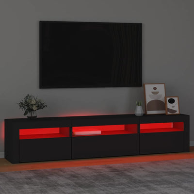 TV Cabinet with LED Lights Black 195x35x40 cm Payday Deals