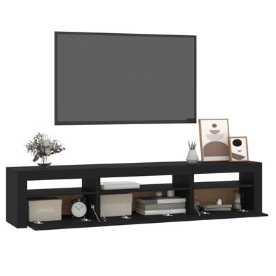 TV Cabinet with LED Lights Black 195x35x40 cm Payday Deals