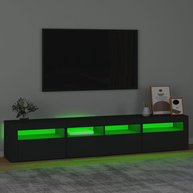 TV Cabinet with LED Lights Black 210x35x40 cm Payday Deals