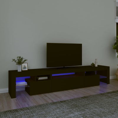 TV Cabinet with LED Lights Black 215x36.5x40 cm