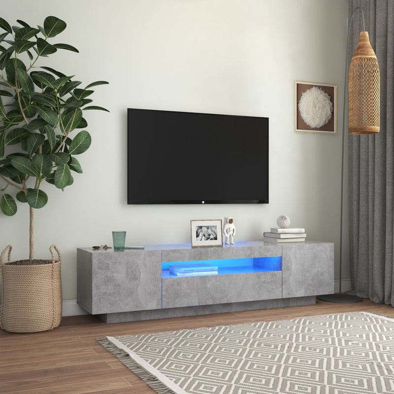 TV Cabinet with LED Lights Concrete Grey 160x35x40 cm Payday Deals