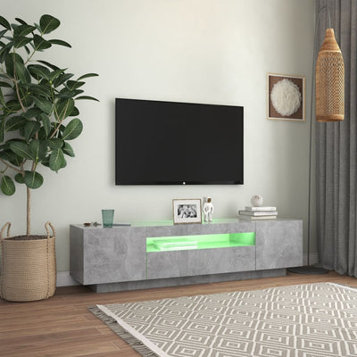 TV Cabinet with LED Lights Concrete Grey 160x35x40 cm Payday Deals