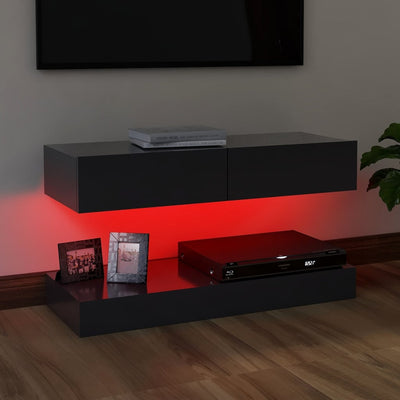 TV Cabinet with LED Lights Grey 90x35 cm Payday Deals