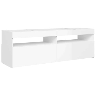 TV Cabinet with LED Lights High Gloss White 120x35x40 cm Payday Deals