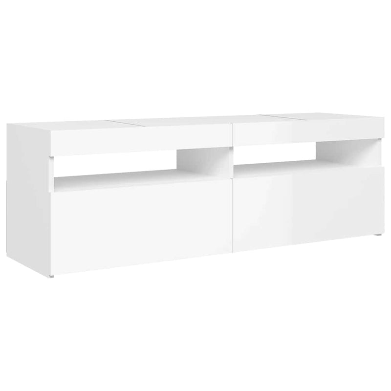 TV Cabinet with LED Lights High Gloss White 120x35x40 cm Payday Deals