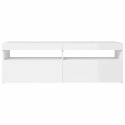 TV Cabinet with LED Lights High Gloss White 120x35x40 cm Payday Deals