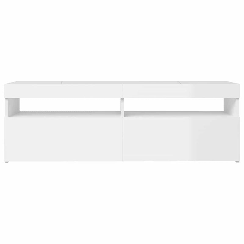 TV Cabinet with LED Lights High Gloss White 120x35x40 cm Payday Deals