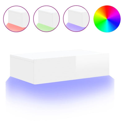 TV Cabinet with LED Lights High Gloss White 60x35x15.5 cm Payday Deals