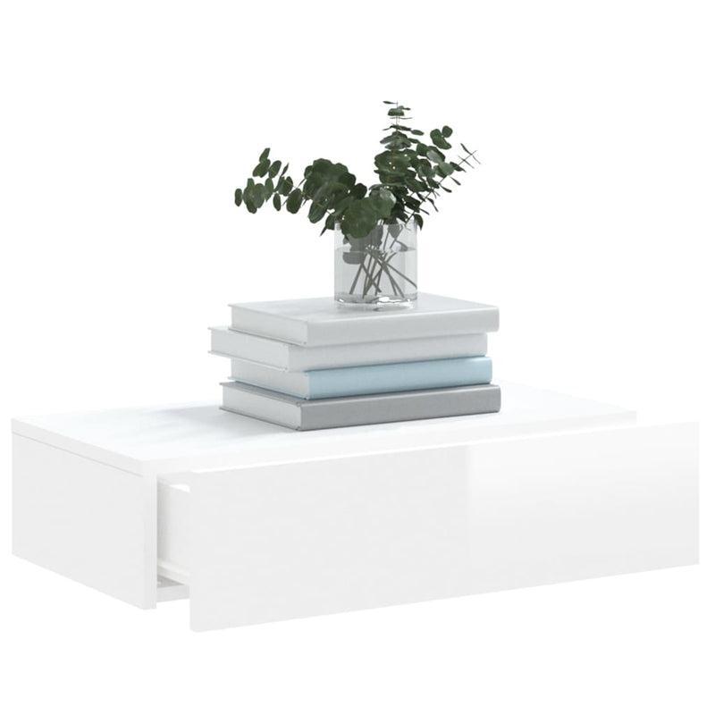 TV Cabinet with LED Lights High Gloss White 60x35x15.5 cm Payday Deals