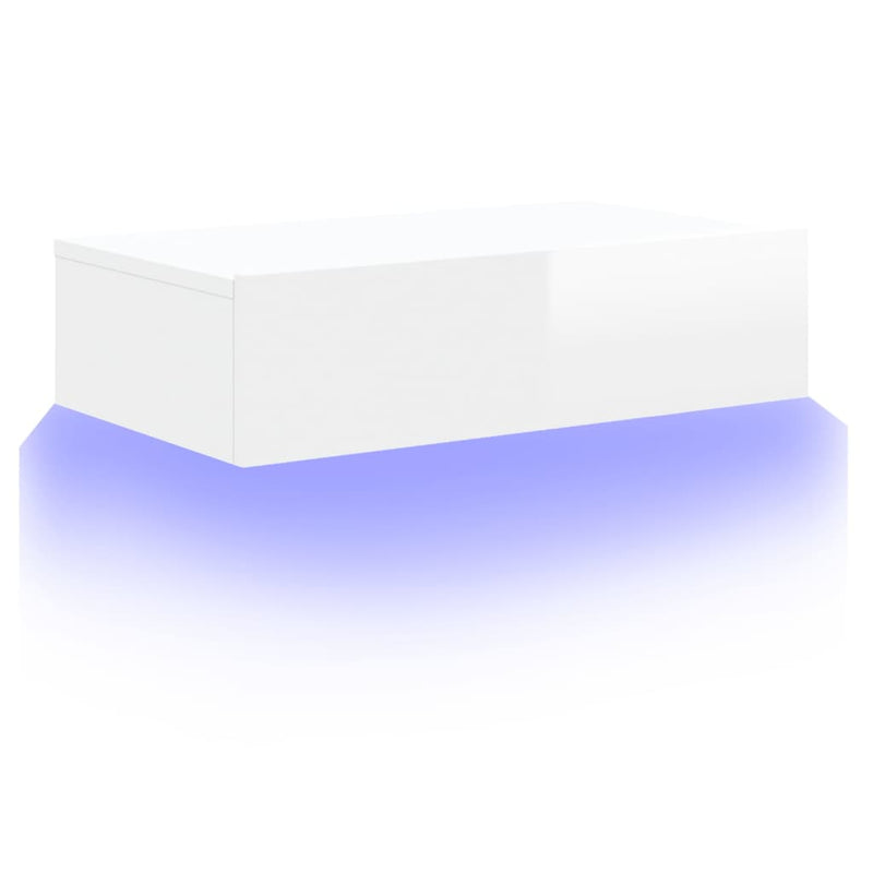 TV Cabinet with LED Lights High Gloss White 60x35x15.5 cm Payday Deals