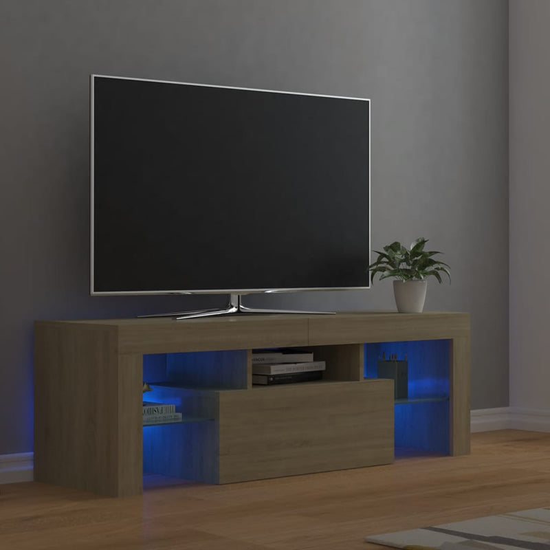 TV Cabinet with LED Lights Sonoma Oak 120x35x40 cm Payday Deals