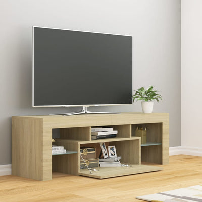 TV Cabinet with LED Lights Sonoma Oak 120x35x40 cm Payday Deals