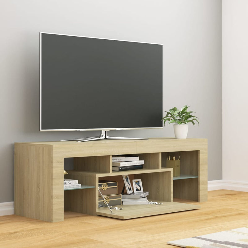 TV Cabinet with LED Lights Sonoma Oak 120x35x40 cm Payday Deals