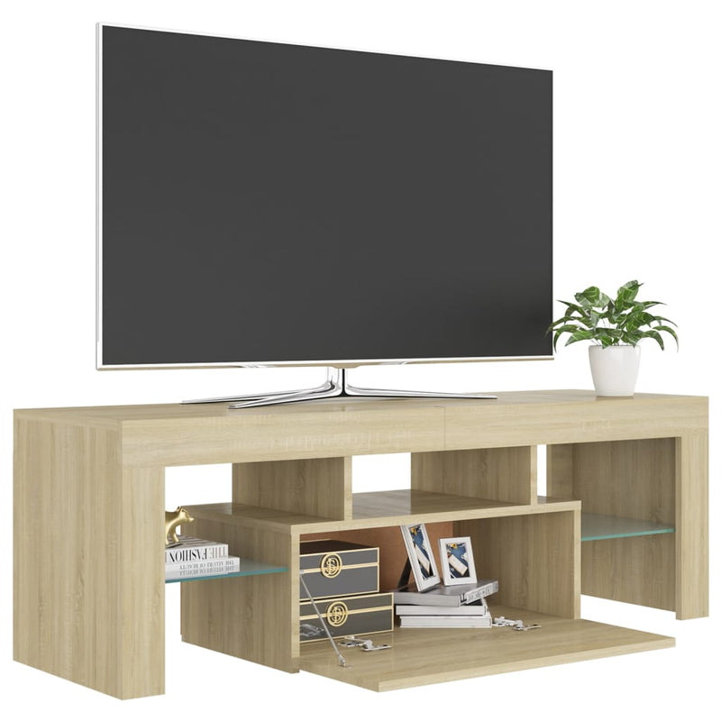 TV Cabinet with LED Lights Sonoma Oak 120x35x40 cm Payday Deals