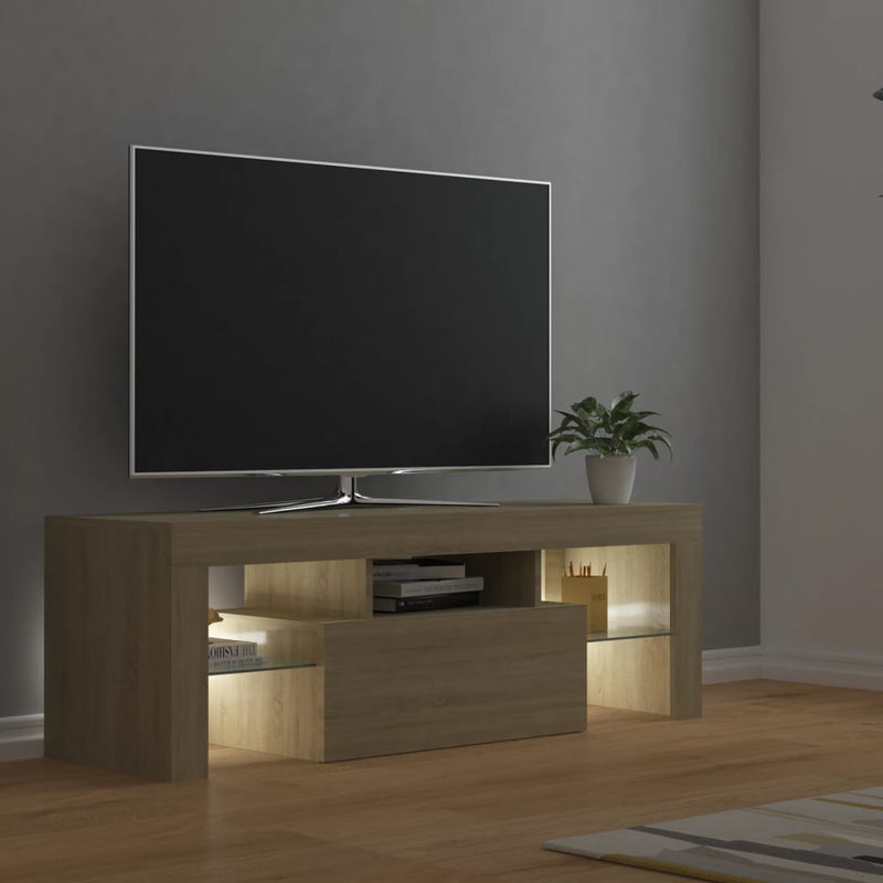 TV Cabinet with LED Lights Sonoma Oak 120x35x40 cm Payday Deals