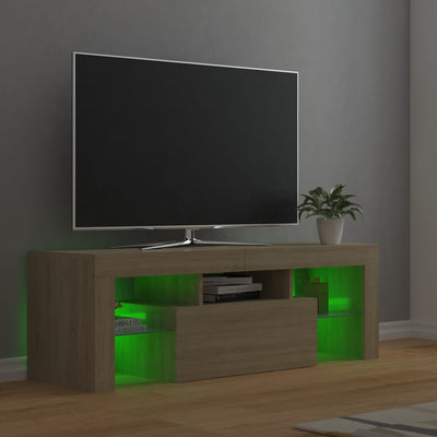 TV Cabinet with LED Lights Sonoma Oak 120x35x40 cm Payday Deals