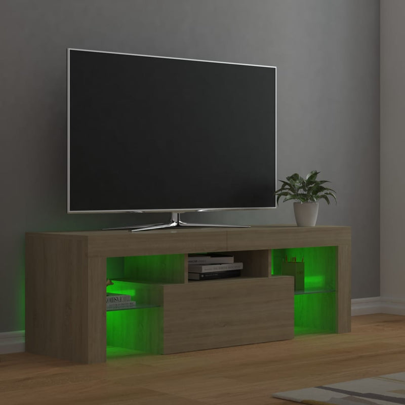 TV Cabinet with LED Lights Sonoma Oak 120x35x40 cm Payday Deals