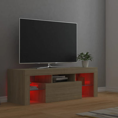 TV Cabinet with LED Lights Sonoma Oak 120x35x40 cm Payday Deals