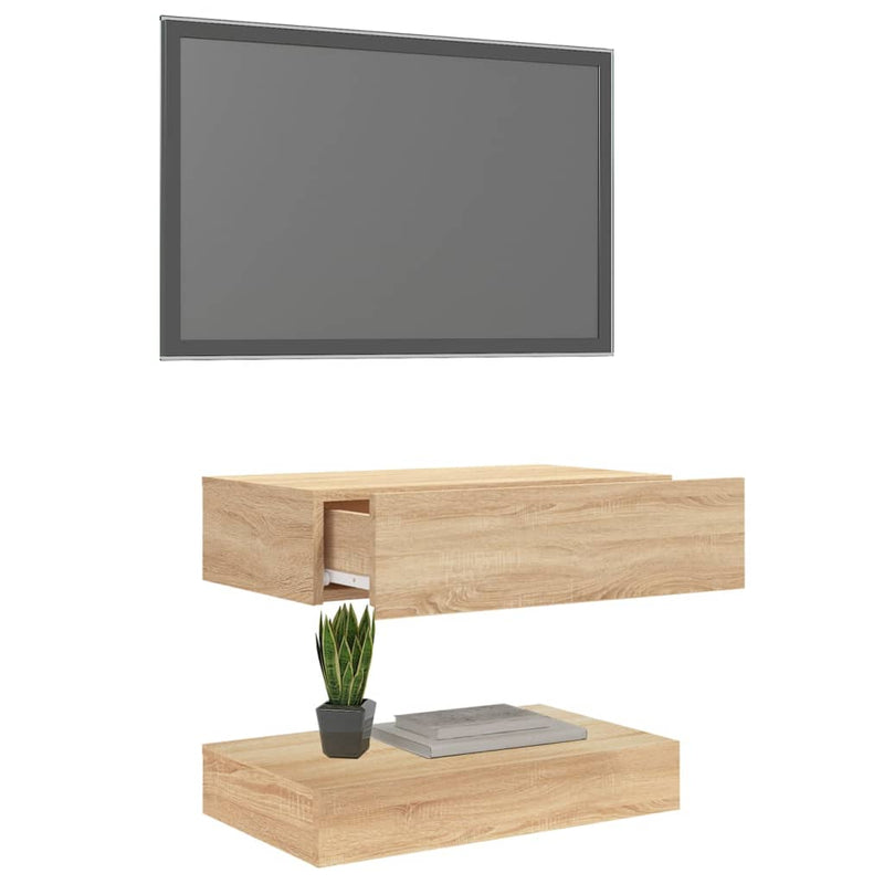 TV Cabinet with LED Lights Sonoma Oak 60x35 cm Payday Deals